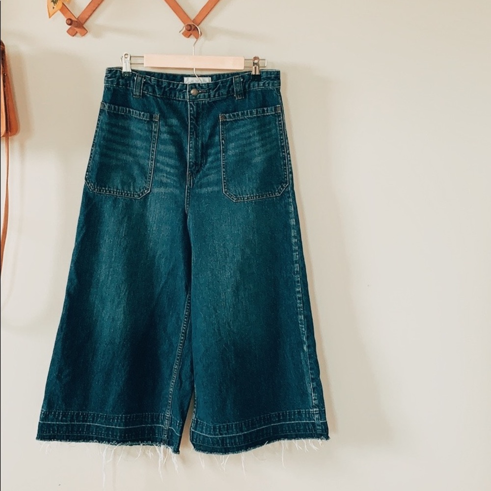 Free people super wide leg cropped jeans